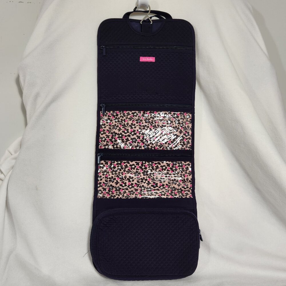 VERA BRADLEY Hanging Organizer Travel Bag Cosmetics Classic Navy Microfiber